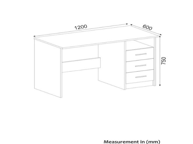 שולחן כתיבה 1.2 מטר עם 3 מגירות דגם לידור
